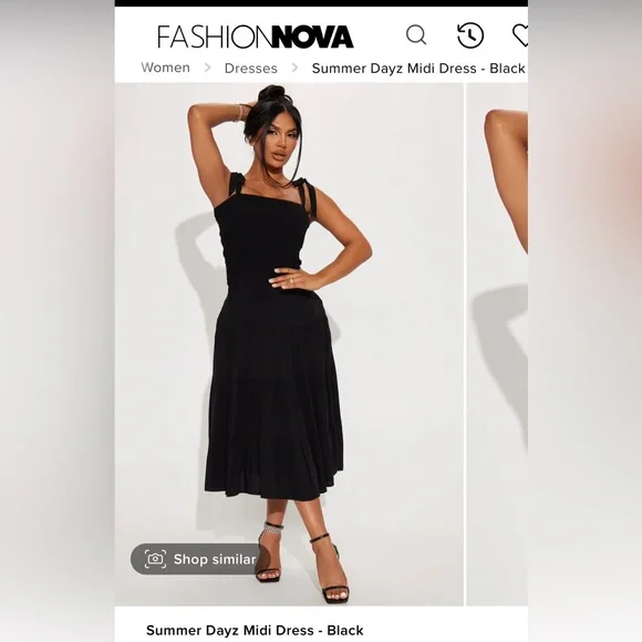Midi Dress Summer Clothes Fashion Nova New Fashion Nova Ruched Midi In Black,  Size M New